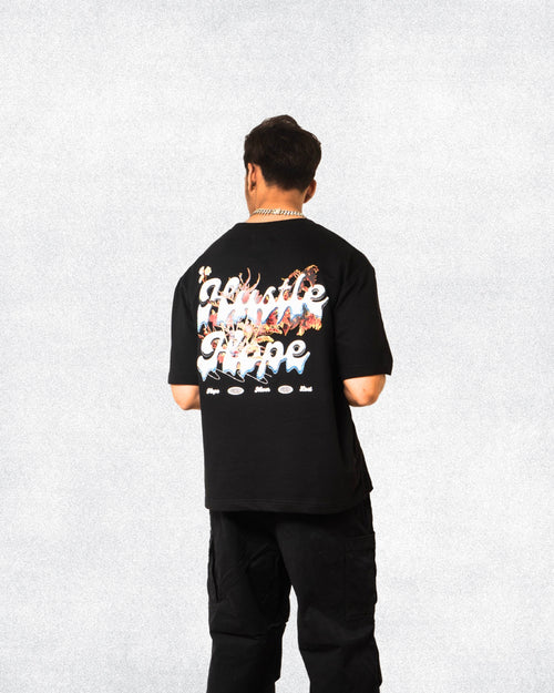 Hustle-Hope Black oversized Tee