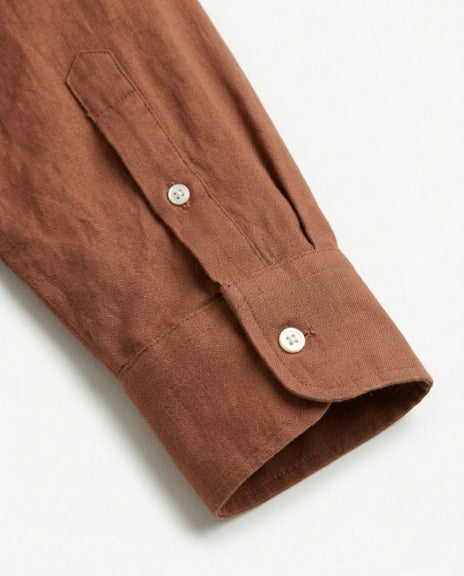 Tan Cotton Linen Blend Shirt