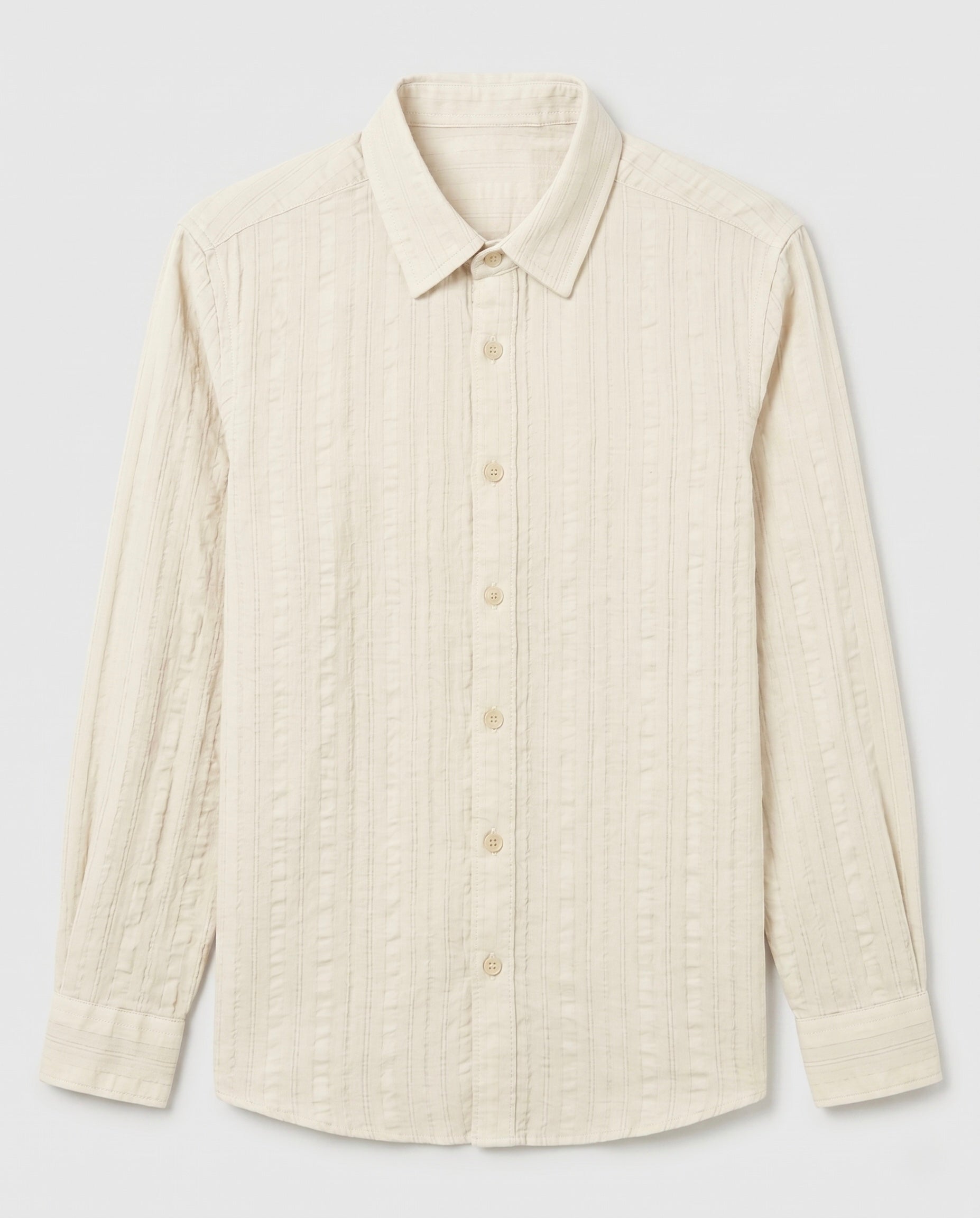 Off-White Textured Pure Cotton Shirt