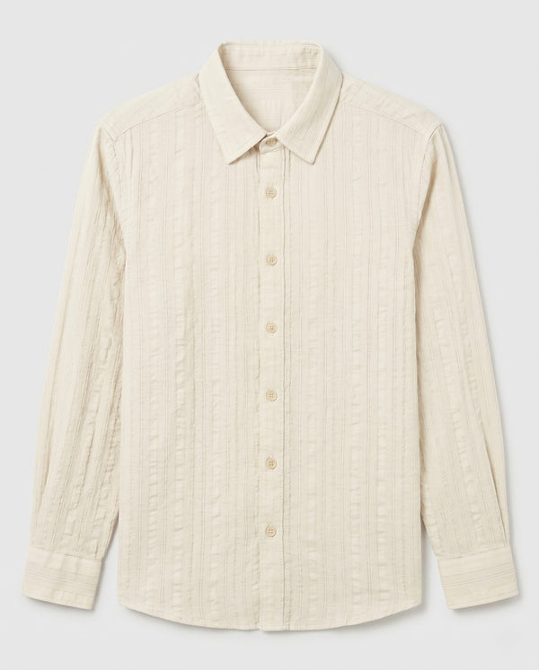 Off-White Textured Pure Cotton Shirt