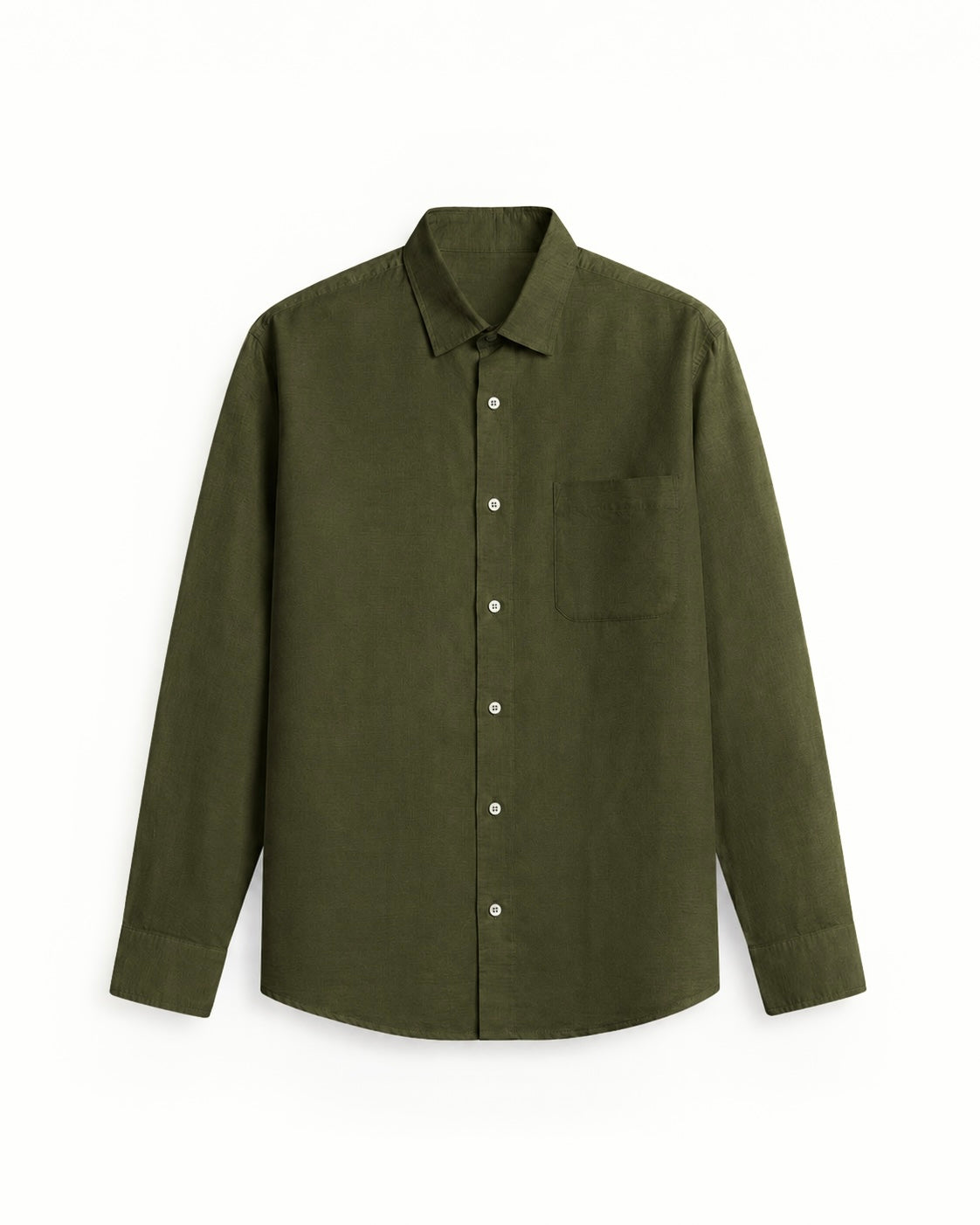 Olive Green 100% Linen 60 Lea Shirt - Warft