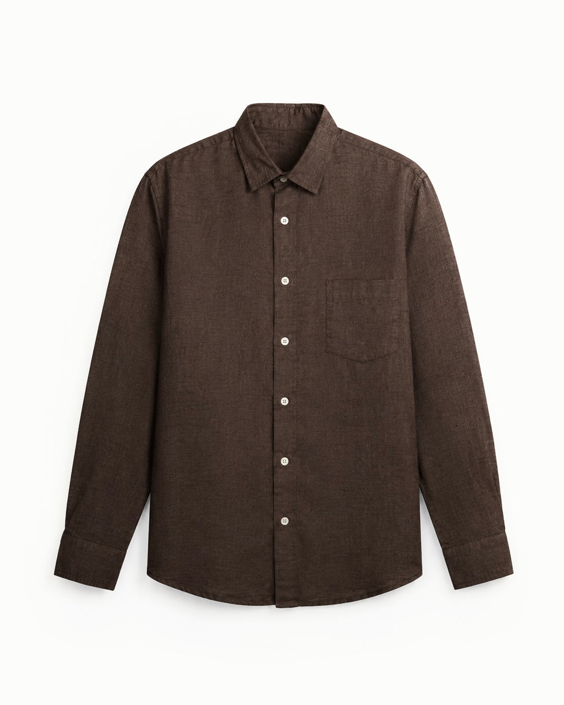 Wood Brown Linen Blend Shirt