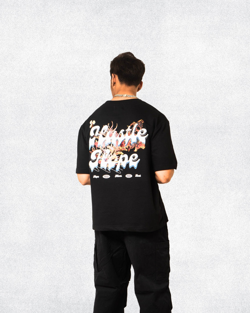 Hustle-Hope Black oversized Tee