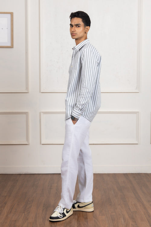 Grey Striped Cotton Shirt