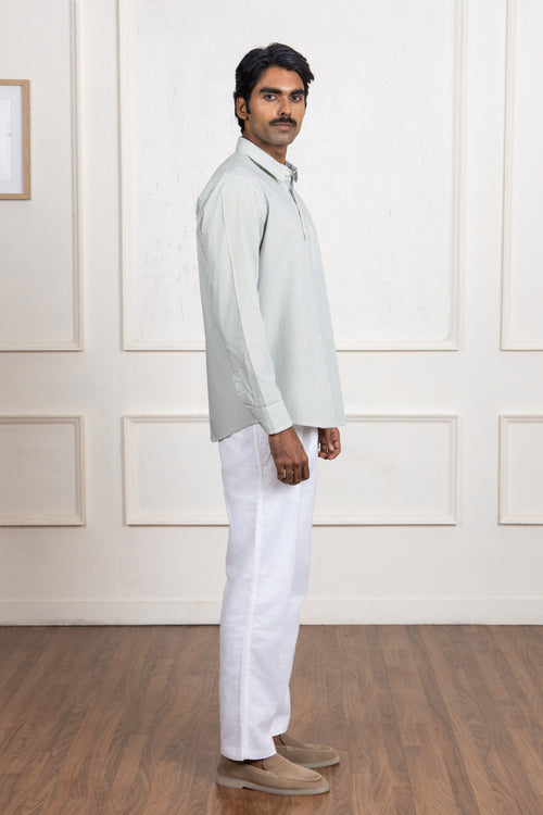 Green Striped Cotton Shirt
