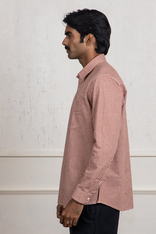 Caramel Checkered Cotton Shirt