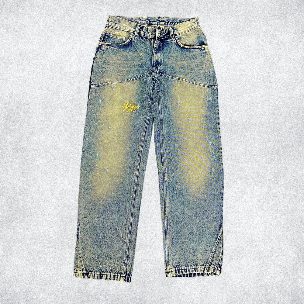 Cobalt blue washed vintage denim