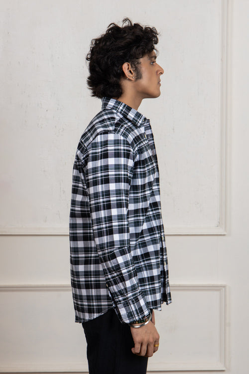 Green & Black Checkered Cotton Shirt