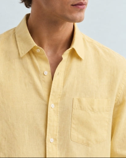 Butter Yellow Linen Blend Shirt