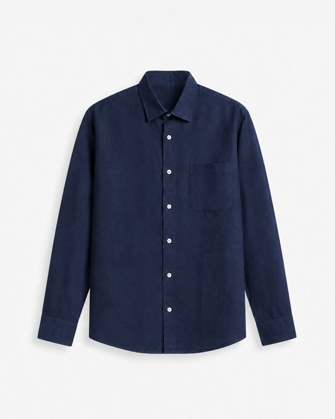 Navy Blue 100% Linen 60 Lea Shirt - Warft