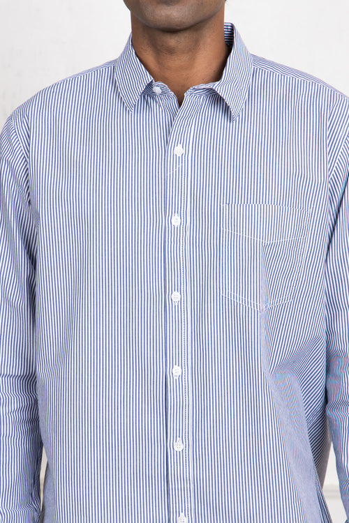 Blue & White Striped Cotton Shirt