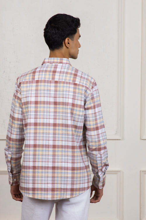 White & Brown Checkered Shirt