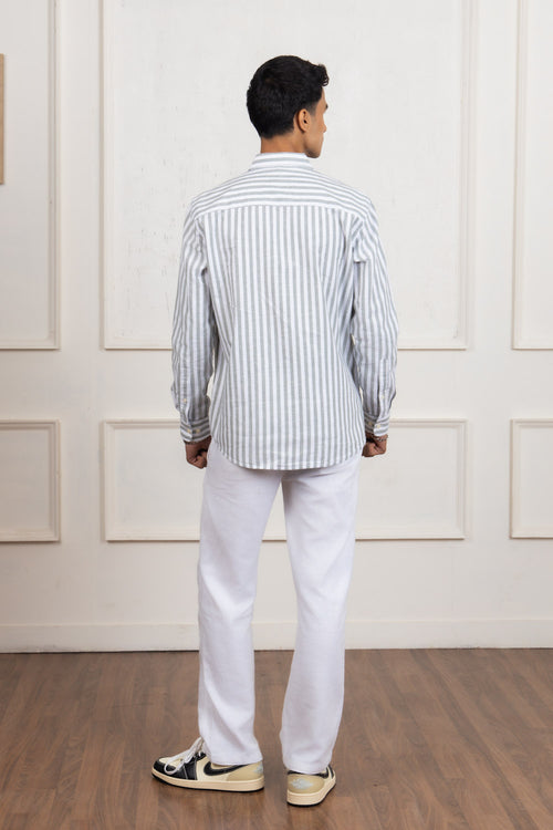 Grey Striped Cotton Shirt