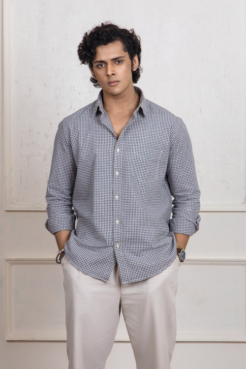 White Checkered Cotton Shirt