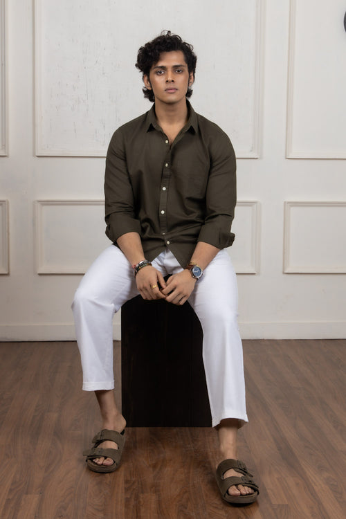 Olive Green Cotton Shirt