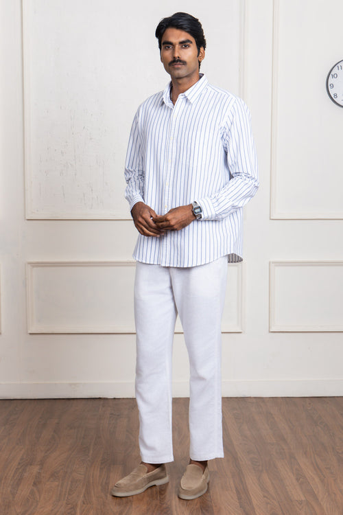 White & Black Striped Cotton Shirt