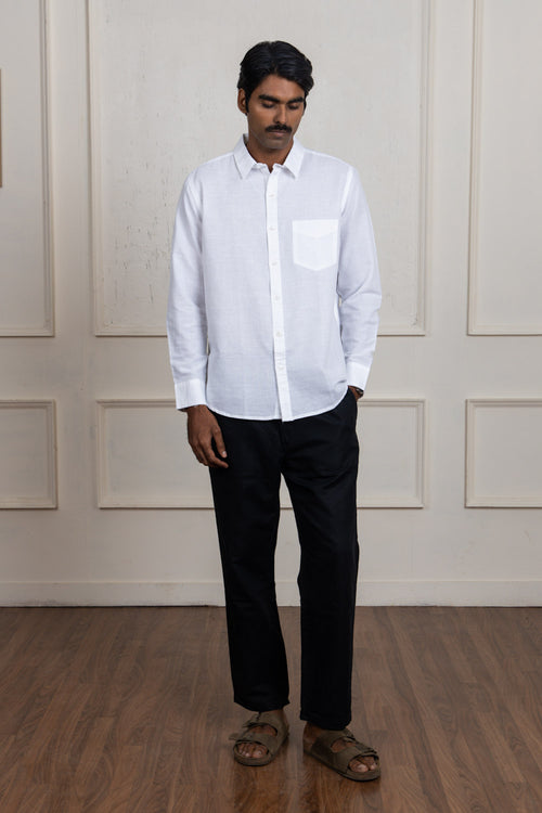 White Solid Cotton Shirt