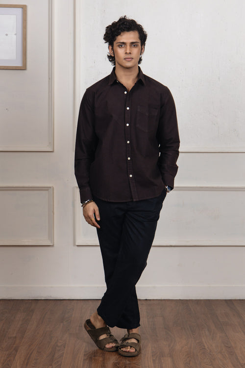 Black Solid Cotton Shirt