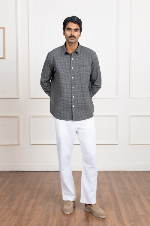 Black Checkered Cotton Shirt