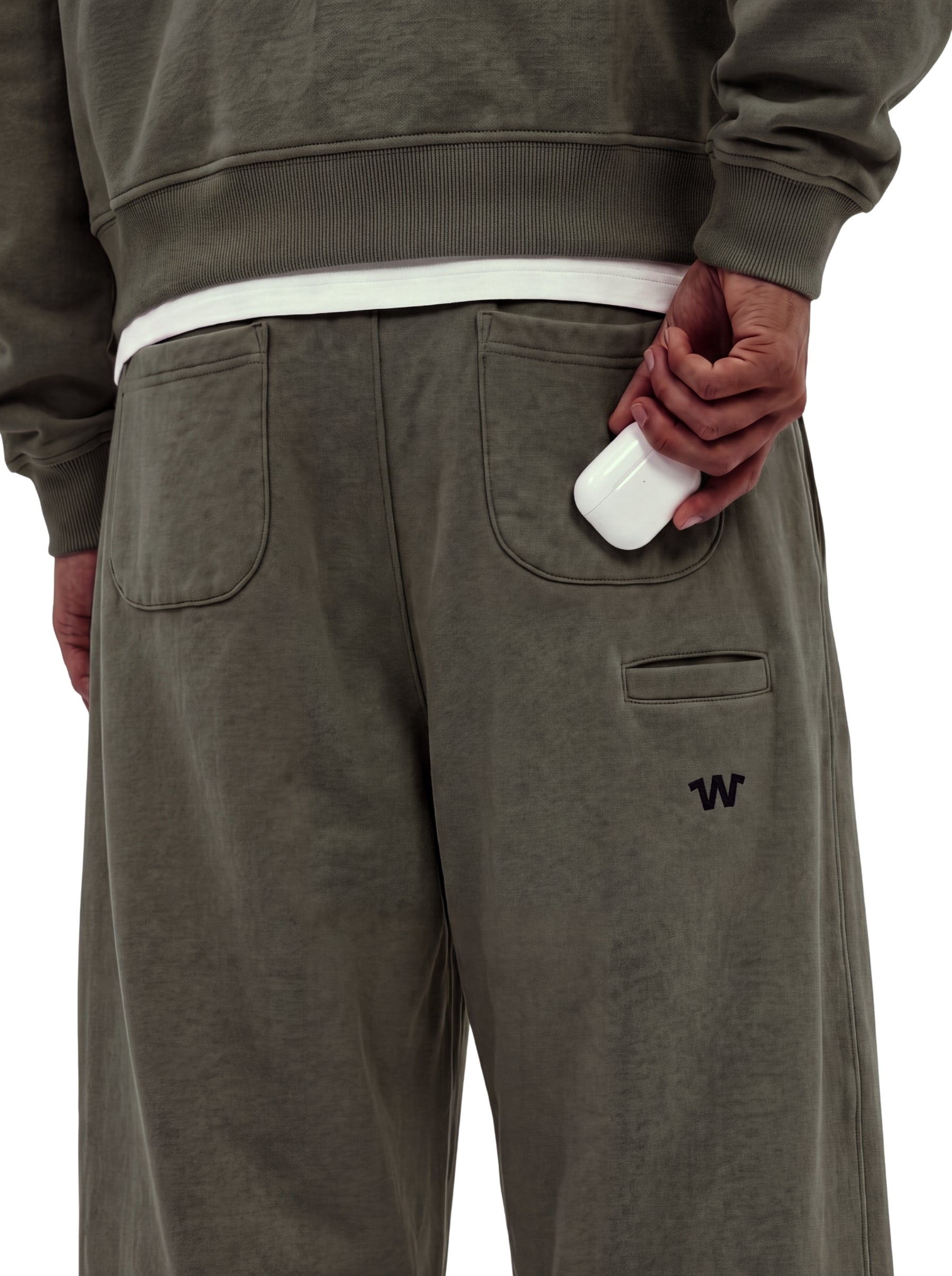 Stone Olive Baggy Cotton-rich sweatpants (Warft)