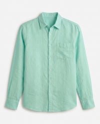 P Blue Cotton Linen Blend Shirt
