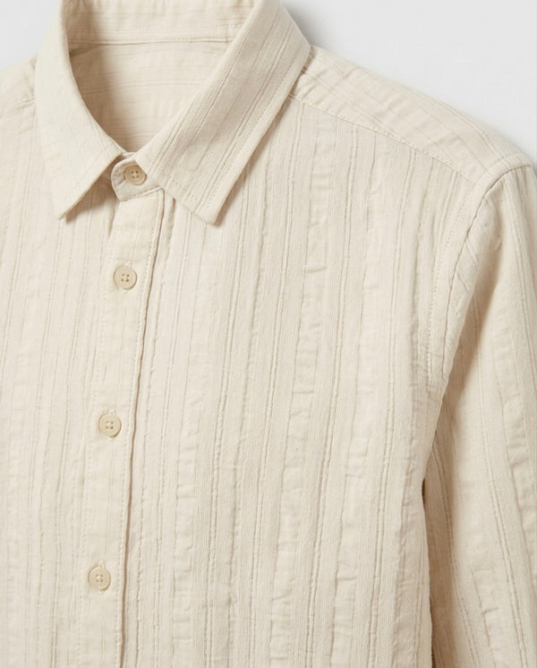 Off-White Textured Pure Cotton Shirt