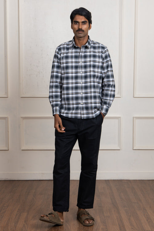 Black and White Checkered Cotton Shirt