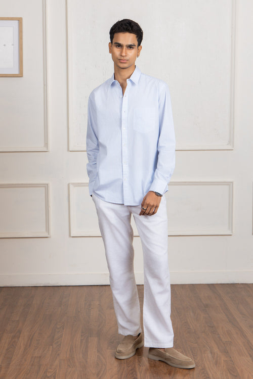 Blue & White Striped Cotton Shirt