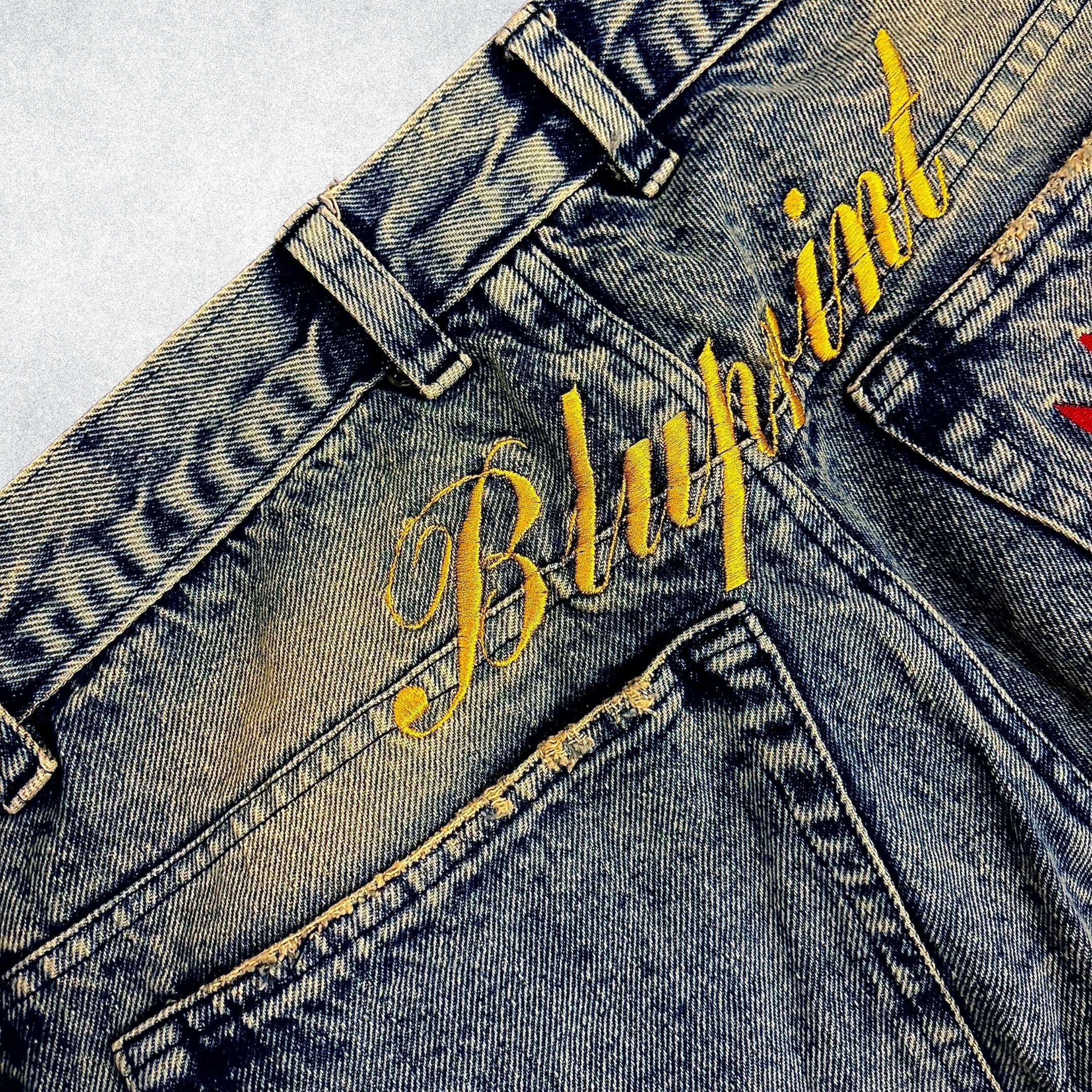 Cobalt blue washed vintage denim