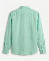 P Blue Cotton Linen Blend Shirt