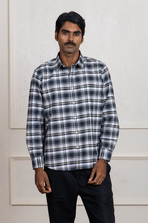 Black and White Checkered Cotton Shirt