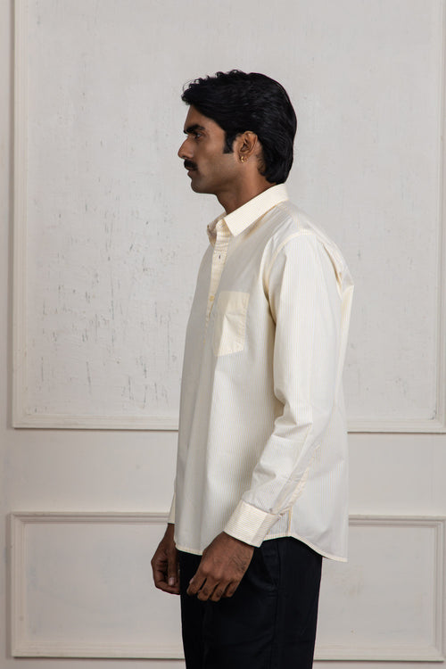Yellow & White Striped Cotton Shirt