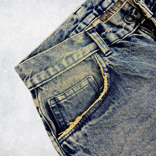 Cobalt blue washed vintage denim