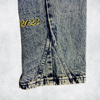 Cobalt blue washed vintage denim