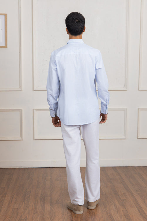 Blue & White Striped Cotton Shirt
