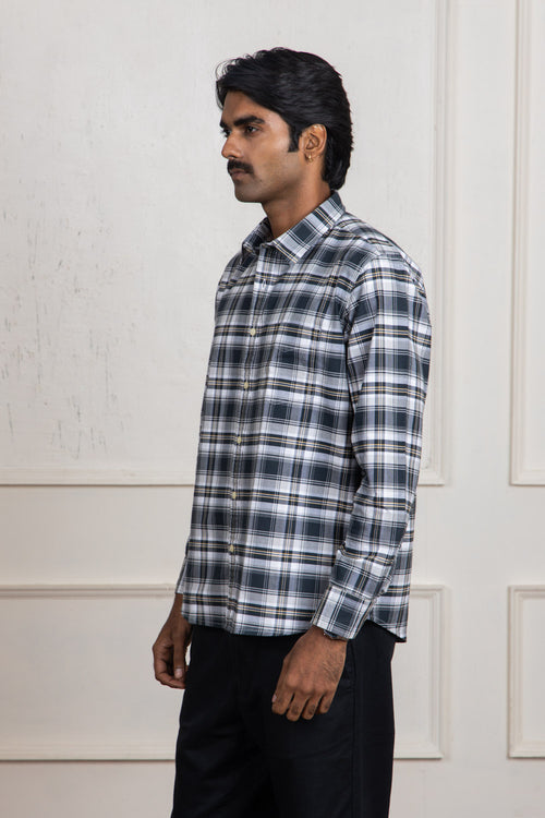 Black and White Checkered Cotton Shirt