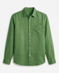 Dirt Green Cotton Linen Blend Shirt