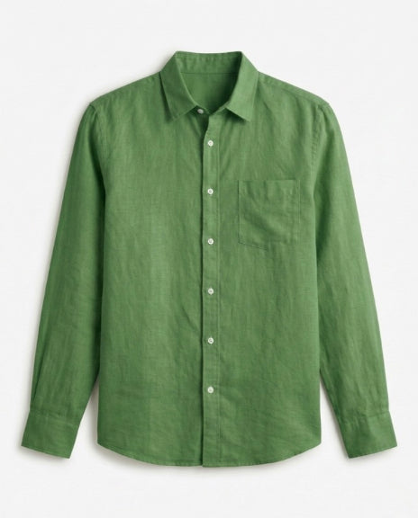 Dirt Green Cotton Linen Blend Shirt
