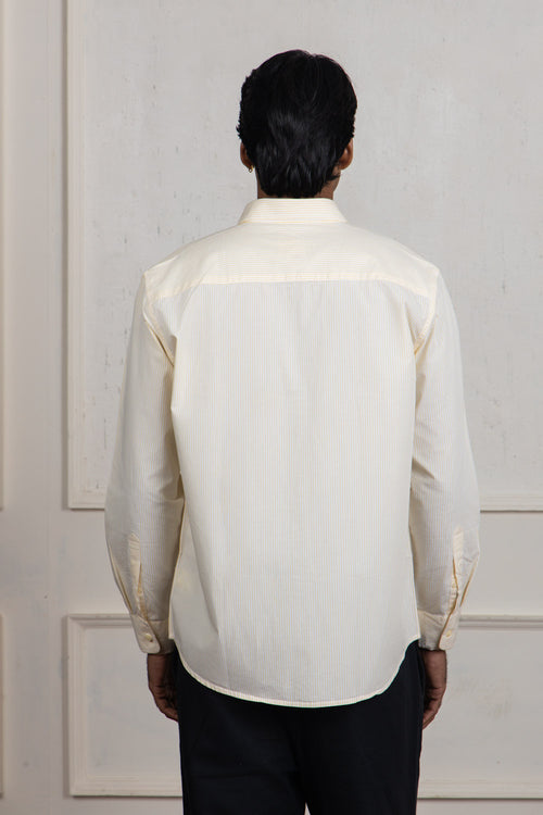 Yellow & White Striped Cotton Shirt