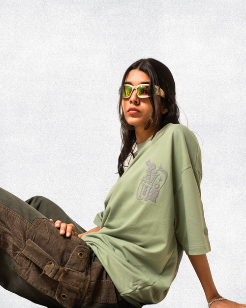 SkullScape green oversized Tee