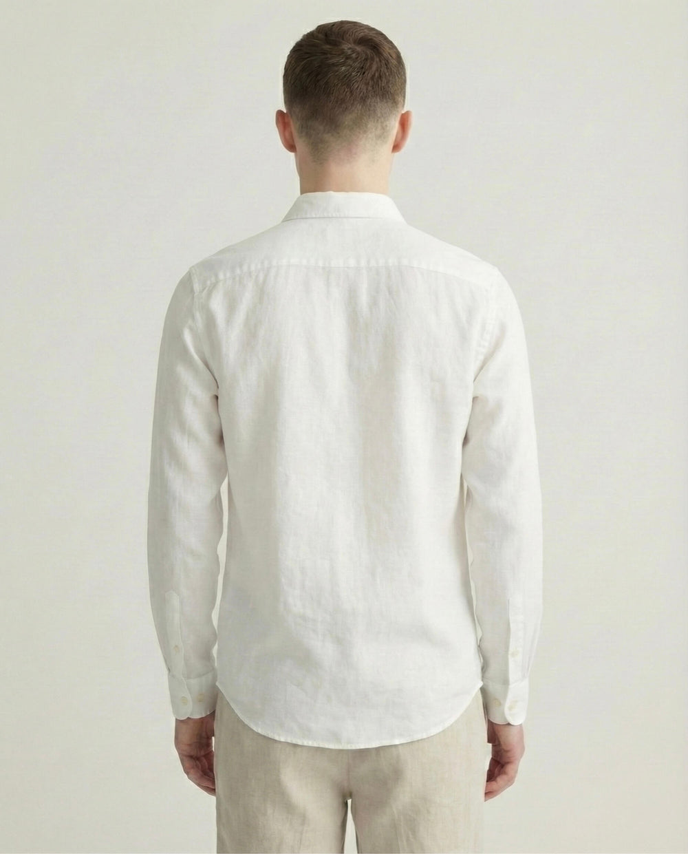 White Solid Linen Blend Shirt