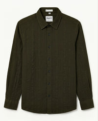Olive Green Textured Pure Cotton Shirt