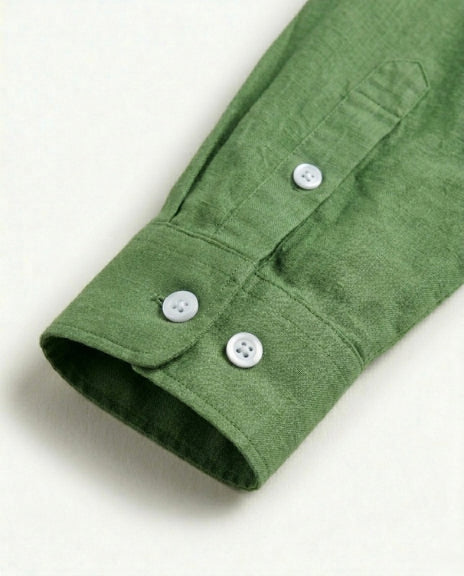 Dirt Green Cotton Linen Blend Shirt