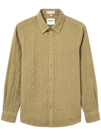 Beige Textured Pure Cotton Shirt