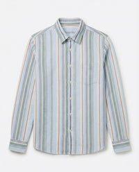 Green blue Striped Cotton Shirt