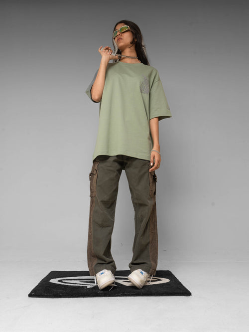 SkullScape green oversized Tee