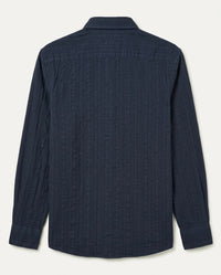 Navy Blue Textured Pure Cotton Shirt
