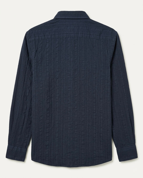 Navy Blue Textured Pure Cotton Shirt