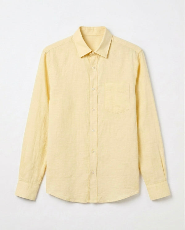 Butter Yellow Linen Blend Shirt