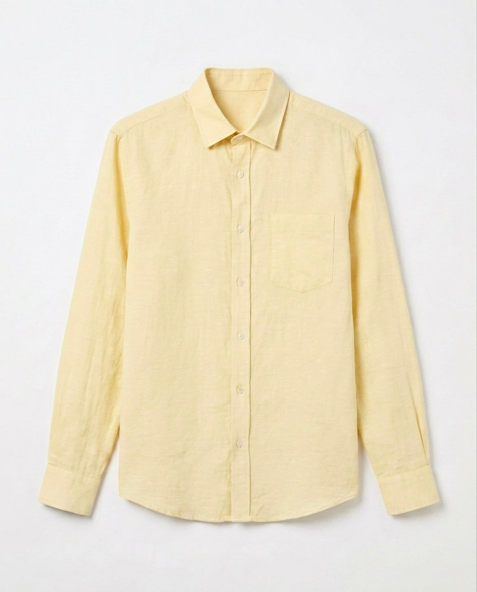 Butter Yellow Linen Blend Shirt